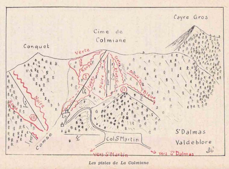 Plan des Pistes de La Colmiane en 1966