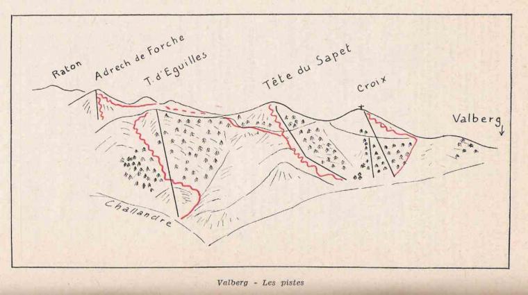 Plan des pistes de Valberg en 1966