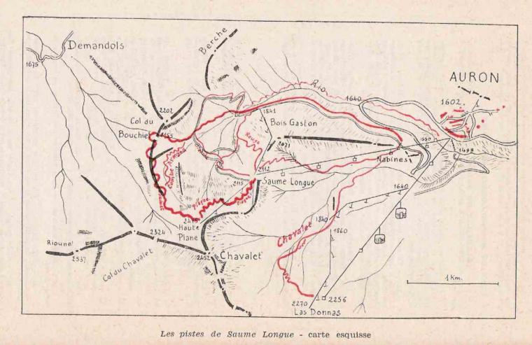 Plan des pistes de SAUMA LONGUE AURON 1966